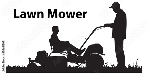 Silhouette Lawn Mower Vector illustration