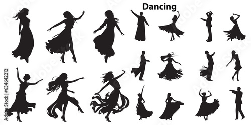 Set of silhouette Dancing Girl vector illustration