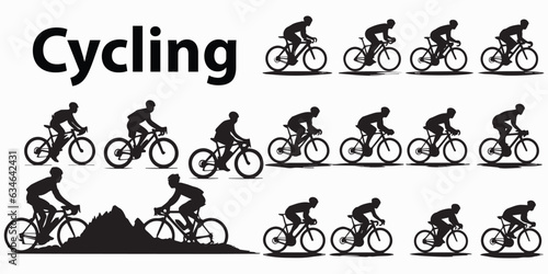 Cycling Boy Silhouette vector collection