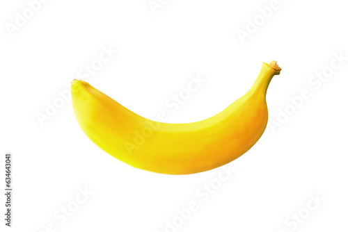 Photo of an uUnpeeled single banana isolated ontransparent background, png file