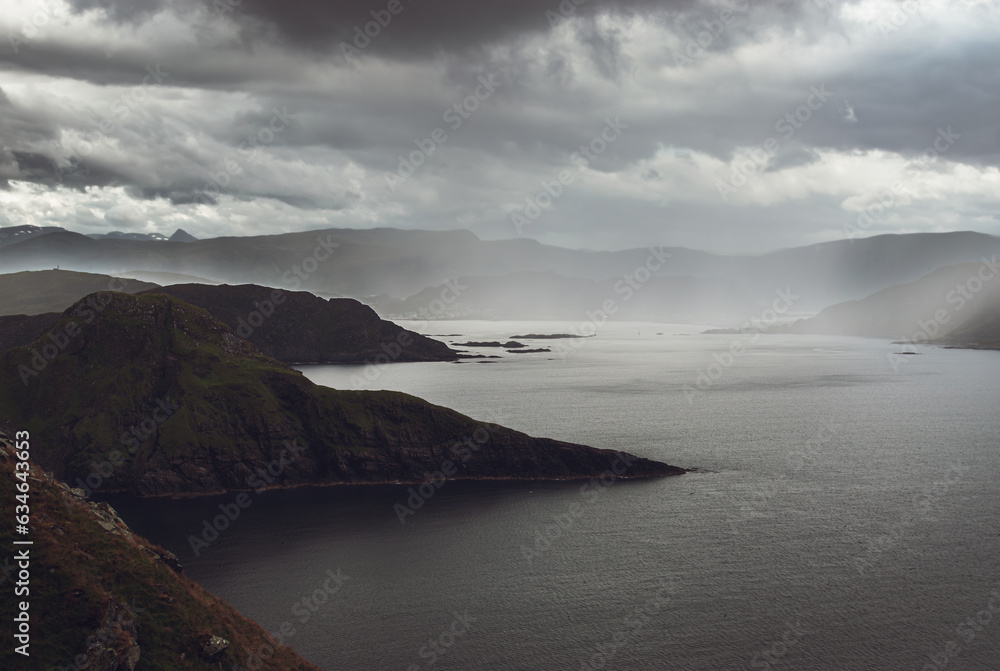 Scenic fjord landscape on the island of Runde in Norway Scenic fjord landscape on the island of Runde in Norway