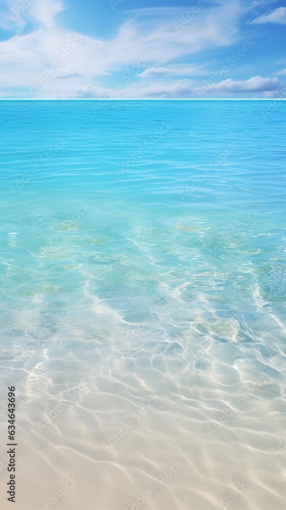 Tropical beach with white sand and turquoise sea water.Generative Ai