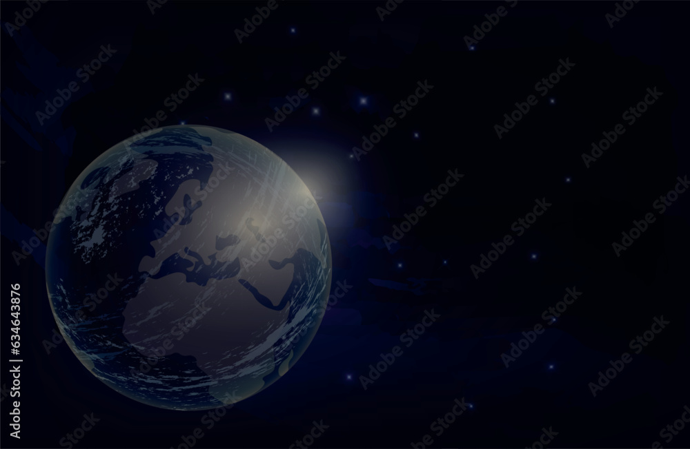 Naklejka premium Earth and space vector background. Globe, universe, stars, world illustration. 
