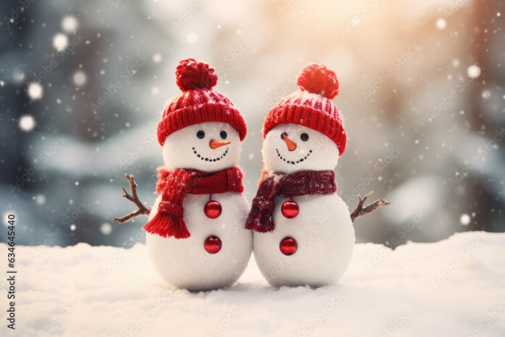christmas concept cute two snowmen