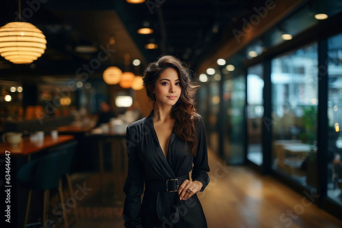 Beautiful and elegant Asian businesswomen looking direct into the camera. Copy space for position advertisement and modeling concept.