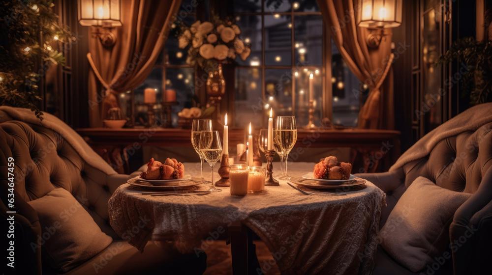 A candlelight dinner at a luxurious restaurant A candlelight dinner at a luxurious restaurant