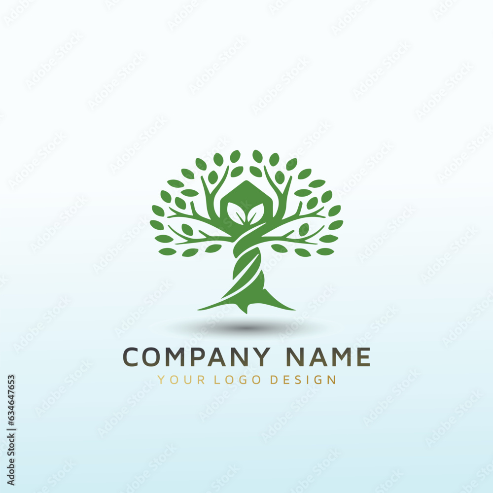 grow tree home vector logo design