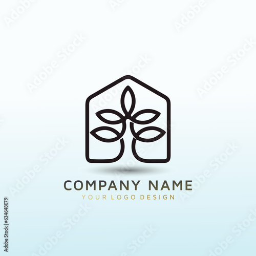 grow tree home vector logo design