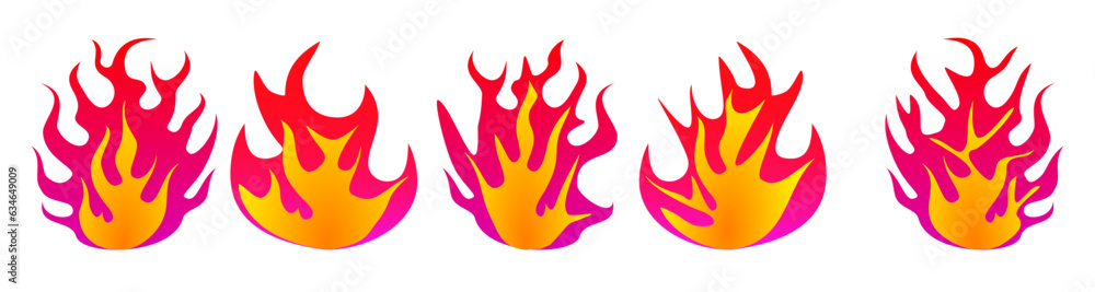 Orange fire icons set isolated on transparent background. Fire, flame logo. Orange fire icons set isolated on transparent background. Fire, flame logo.