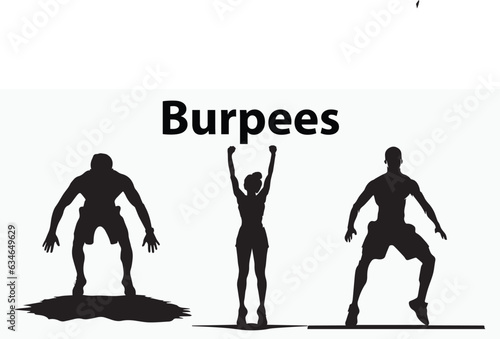 Set of silhouette burpees vector illustration