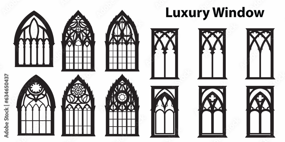 Luxury Window Silhouette vector collection. Luxury Window Silhouette vector collection.