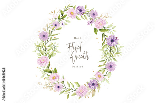 watercolor floral daisy wreath illustration