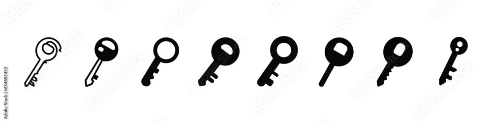 Key vector icon set, Keys Icon, Key Icon in trendy flat style isolated on white background. Key symbol for your web site design, Key line icon in geomorphic design style Key vector icon set, Keys Icon, Key Icon in trendy flat style isolated on white background. Key symbol for your web site design, Key line icon in geomorphic design style