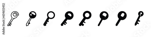 Key vector icon set, Keys Icon, Key Icon in trendy flat style isolated on white background. Key symbol for your web site design, Key line icon in geomorphic design style photo