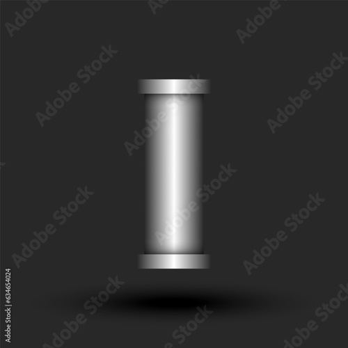 Letter I logo monogram 3d metallic pipe sleeve shape construction with flanges, silver colored creative typography identity, metal logotype industrial style design.