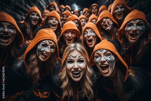 People celebrate Halloween. Background with selective focus and copy space