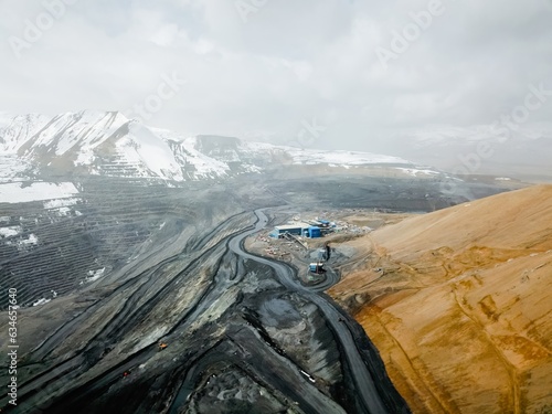 Aerial view of Kumtor gold mine photo