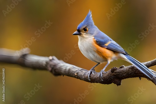 Tufted Titmouse Perched on Twisted Vine in Louisiana Fall Setting