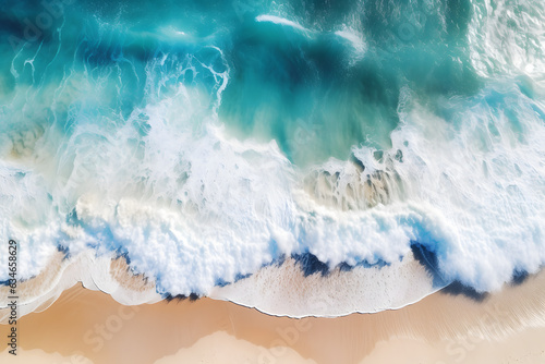 Image concept: Waves blowing towards the shore with white sandy beaches. © Chaiyut
