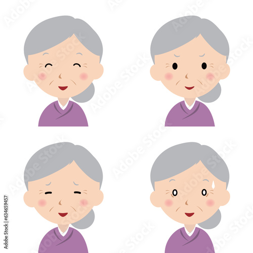 おばあさんの表情各種
