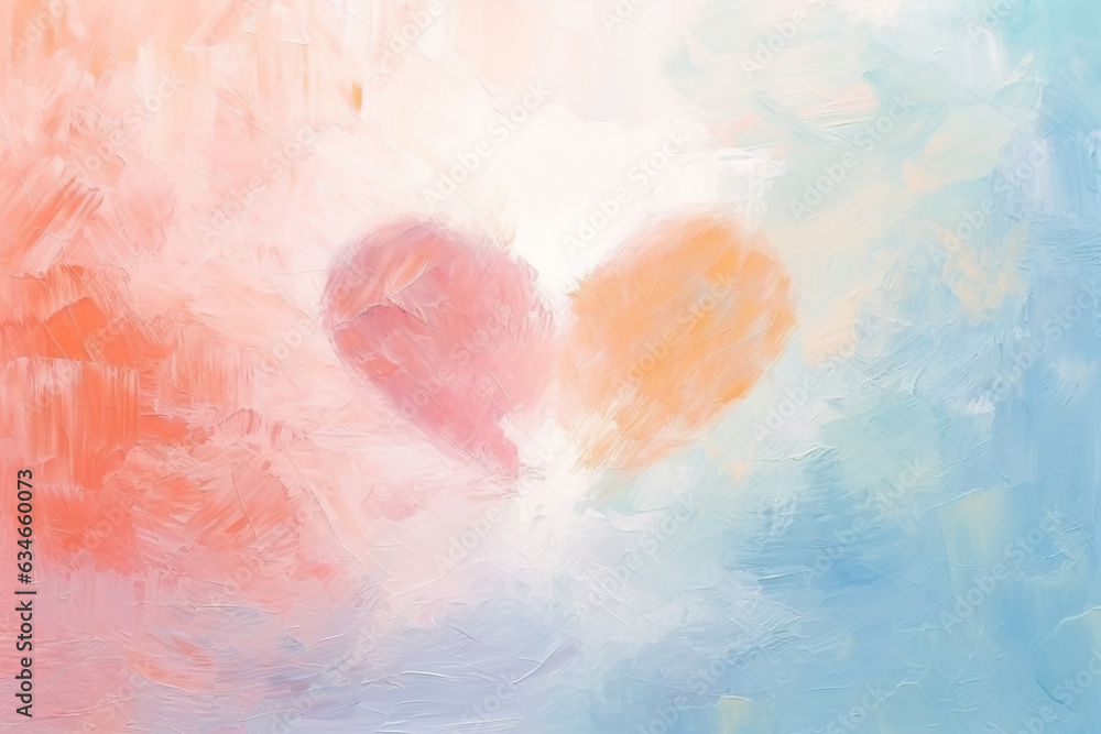 Fototapeta premium Textured strokes of pastel colors, giving a gentle and artistic love background Generative AI