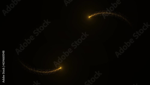 Glowing particles wave Gold luxury sparkling shine light glitter star dust trail. Golden Magic Christmas golden on black background. event, Festival, new year, logo and title decoration.
