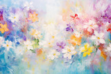 Textured pastel strokes of paint creating a garden of flowers, crafting a vibrant and lively love background Generative AI