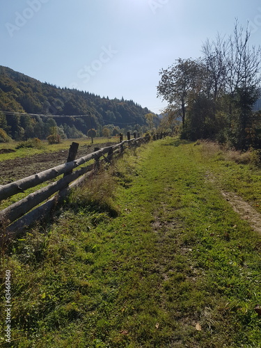wooden fence for animals in the pasture