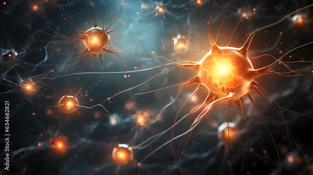 Neurons firing in the brain ai concept art. Neurons firing in the brain ai concept art.