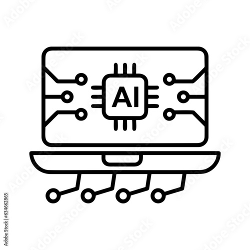 artificial intelligence technology icon symbol vector image. Illustration of artificial intelligence futuristic information human learning software design image