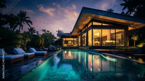 pool at night in luxury home © Karen