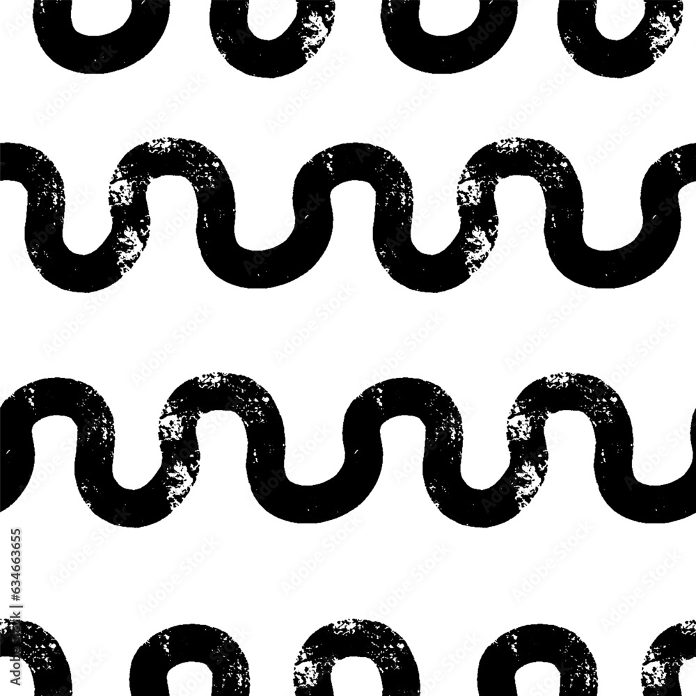 Black bold charcoal wavy lines seamless pattern. Abstract background with corrugated brush strokes. Hand drawn simple curved lines. Backdrops for prints, wrapping paper, fabrics, posters. Black bold charcoal wavy lines seamless pattern. Abstract background with corrugated brush strokes. Hand drawn simple curved lines. Backdrops for prints, wrapping paper, fabrics, posters.