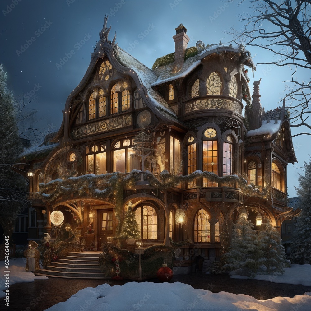 Fairy Tale Christmas Art Nouveau House
