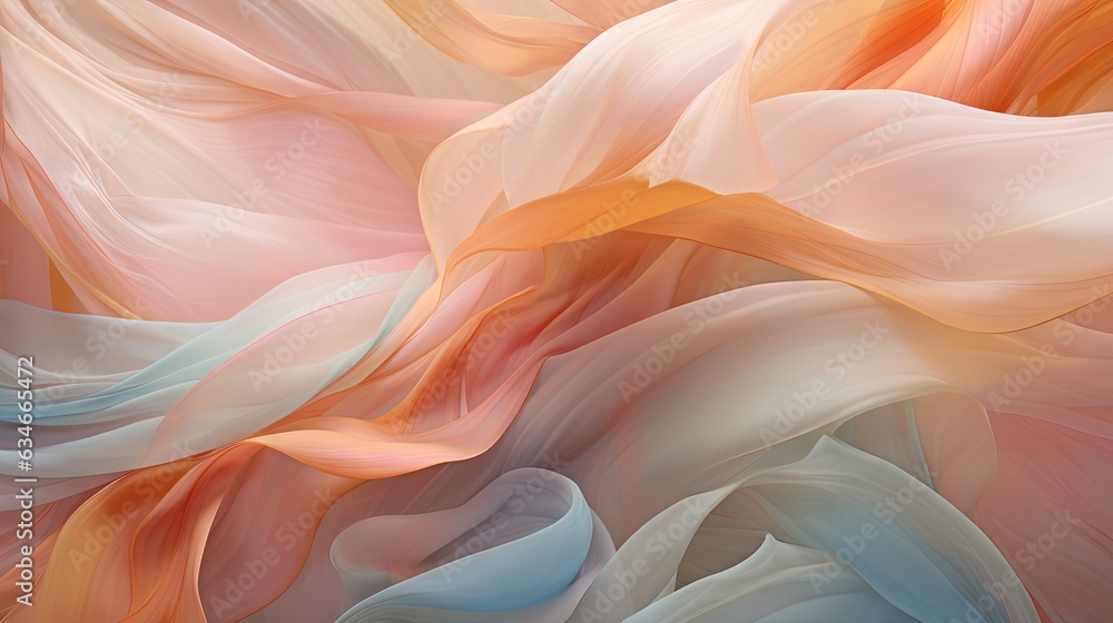 an abstract painting of flowing fabric in pastel shades of pink, orange, and blue. generative ai an abstract painting of flowing fabric in pastel shades of pink, orange, and blue. generative ai