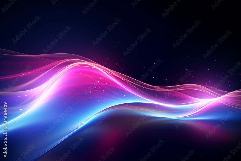 Obraz premium Abstract pink and blue neon light tube motion background.Technology background.Created with Generative AI technology.