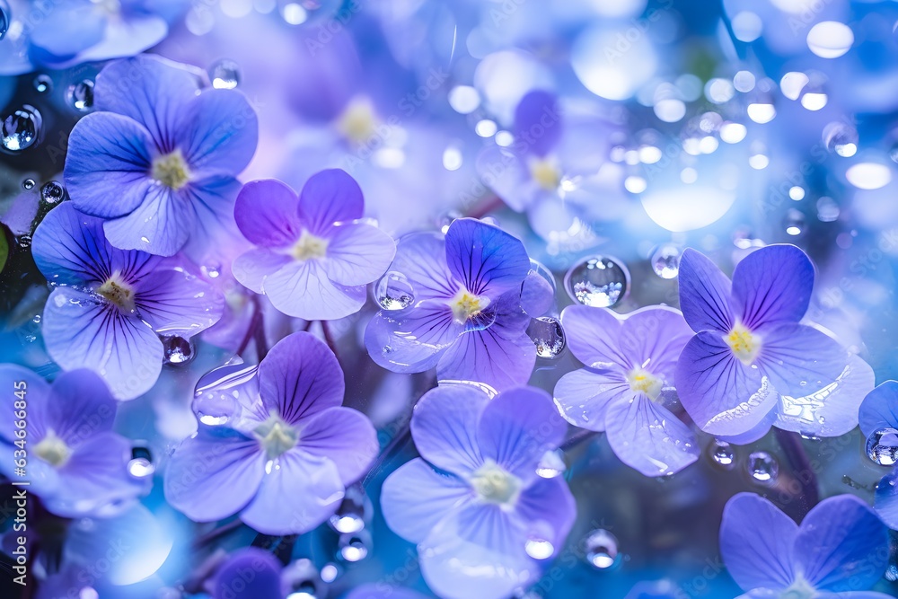 flower violets background, summer, bright summer fresh flowers with water drops, in blur, fog, flower background for phone, AI generated flower violets background, summer, bright summer fresh flowers with water drops, in blur, fog, flower background for phone, AI generated