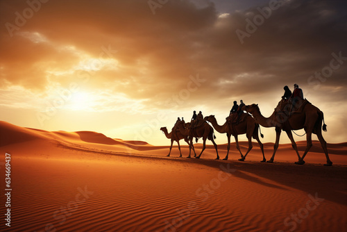 camel caravan in the desert.   © xartproduction