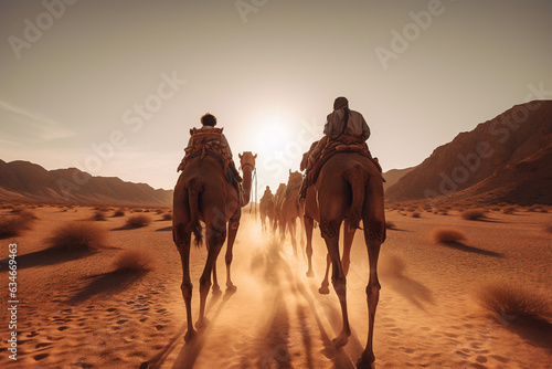 camel caravan in the desert. 