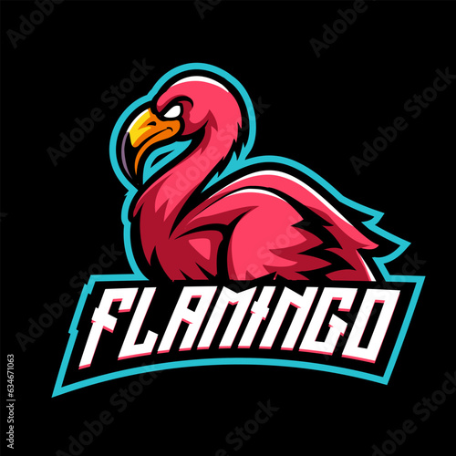 Flamingo bird mascot. sport logo design