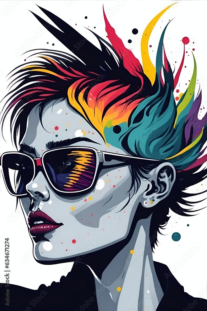 Fototapeta premium Beautiful woman with sunglasses. AI generated illustration