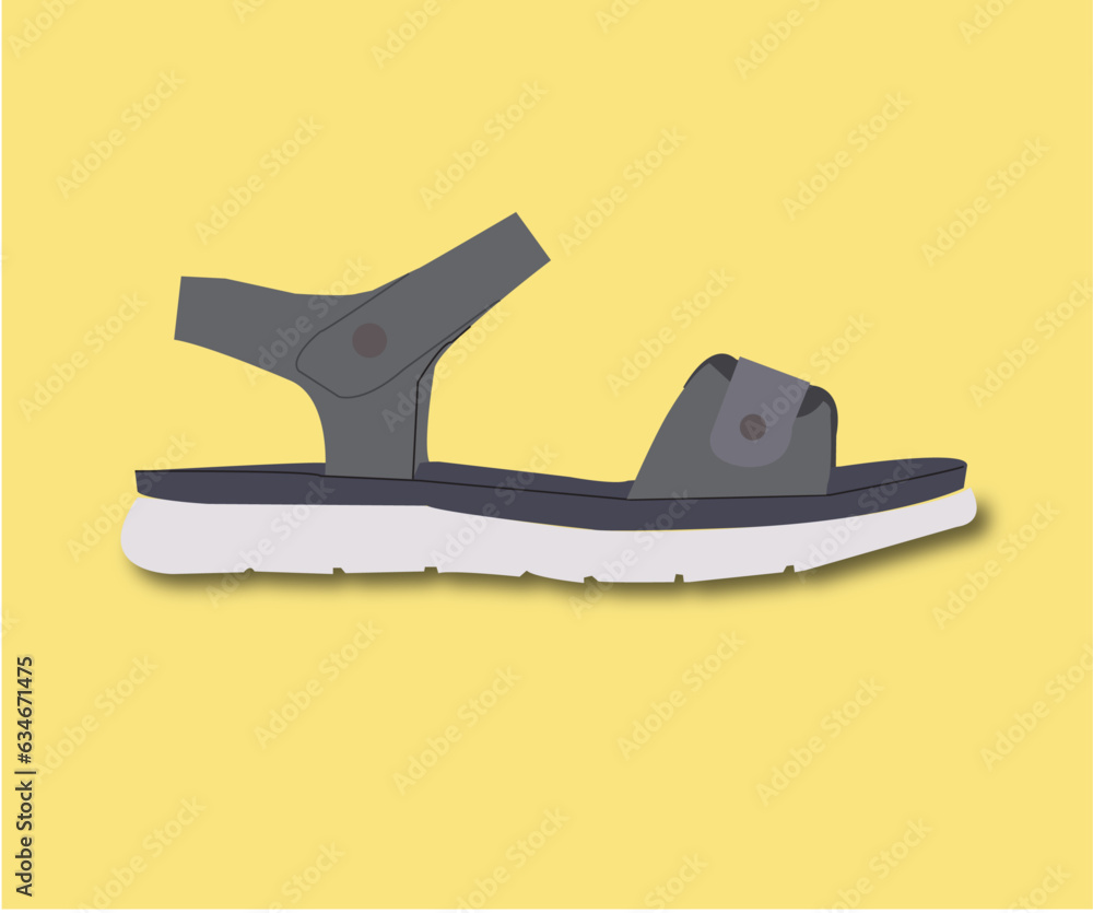 Vector illustration of dark grey casual sandals.
Vector illustration of dark grey casual sandals.
