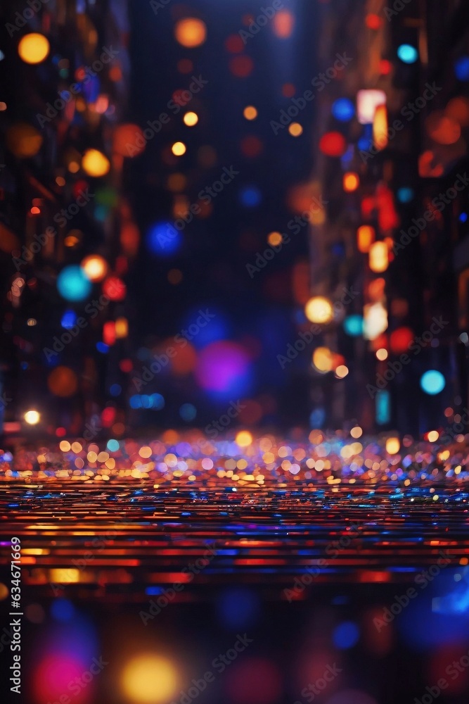 Luminous Cityscape with Neon Lights and Blurred Background with Generative AI technology Luminous Cityscape with Neon Lights and Blurred Background with Generative AI technology
