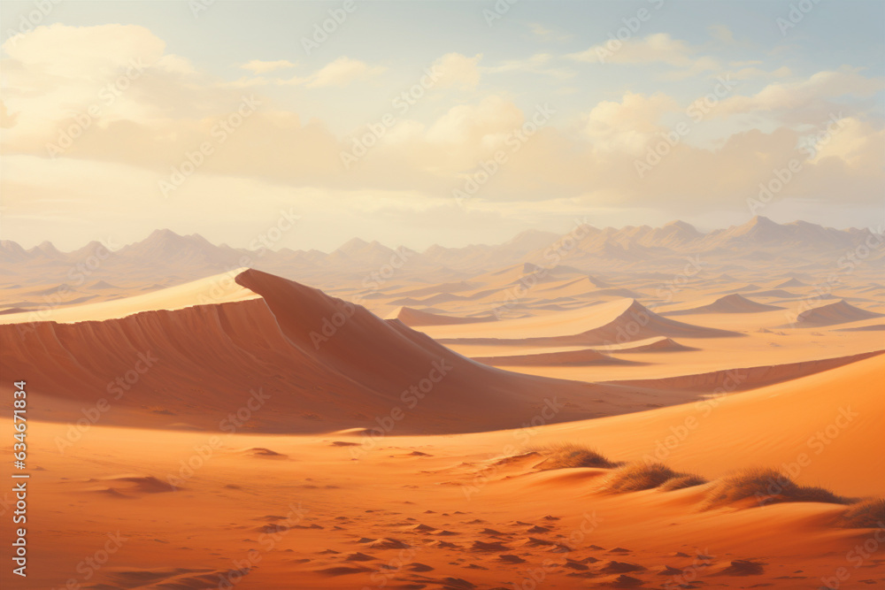 Fototapeta premium Desert With hot sands and High Dunes. 