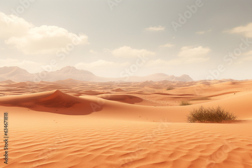 Desert With hot sands and High Dunes. Generative AI