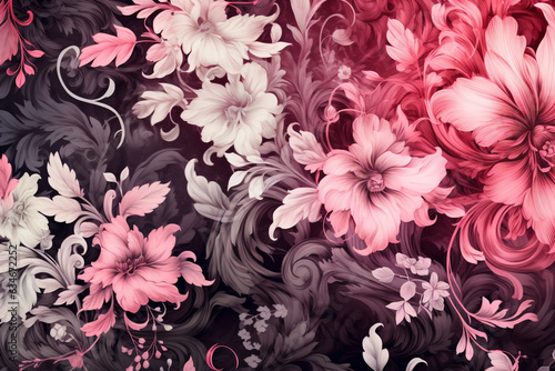 Hand drawn seamless floral pattern on blurred background. 