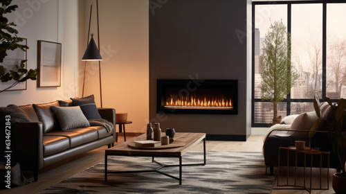 Modern living room with fireplace © didiksaputra