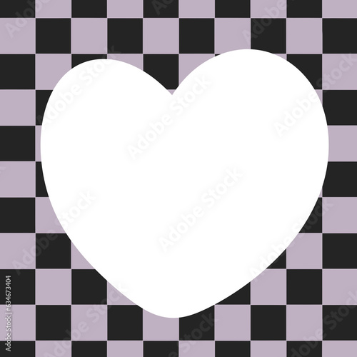 check board pattern minimal y2k vintage retro heart square frame