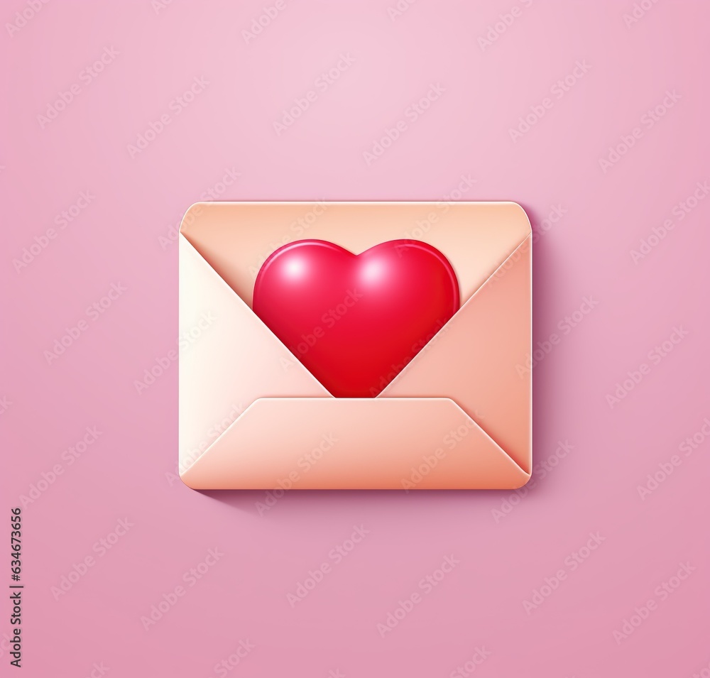 Red heart in letter message on pink background romantic symbol love Valentines Day app icons emoticons giving love mail emoji design Generative AI Red heart in letter message on pink background romantic symbol love Valentines Day app icons emoticons giving love mail emoji design Generative AI