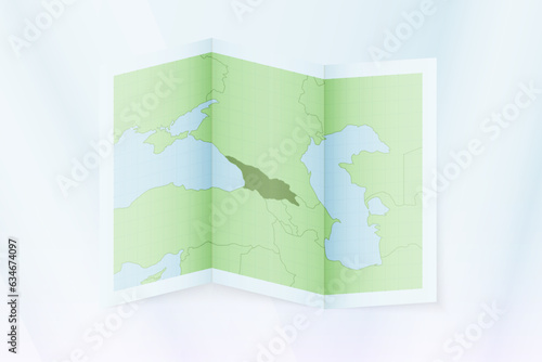 Georgia map, folded paper with Georgia map.