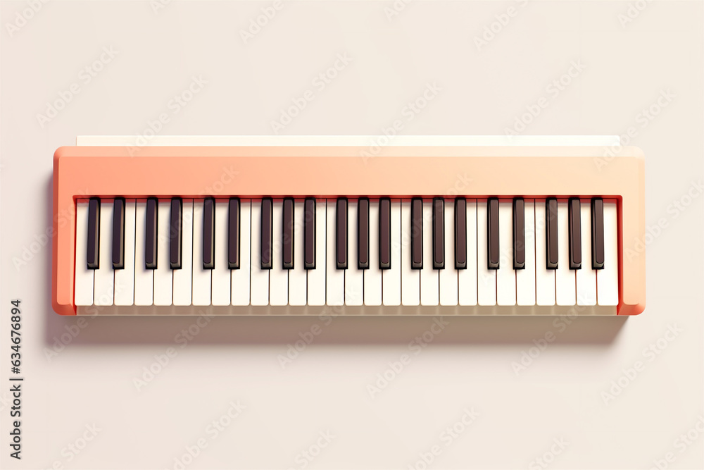graphic of a minimalistic piano keyboard. Generative AI graphic of a minimalistic piano keyboard. Generative AI